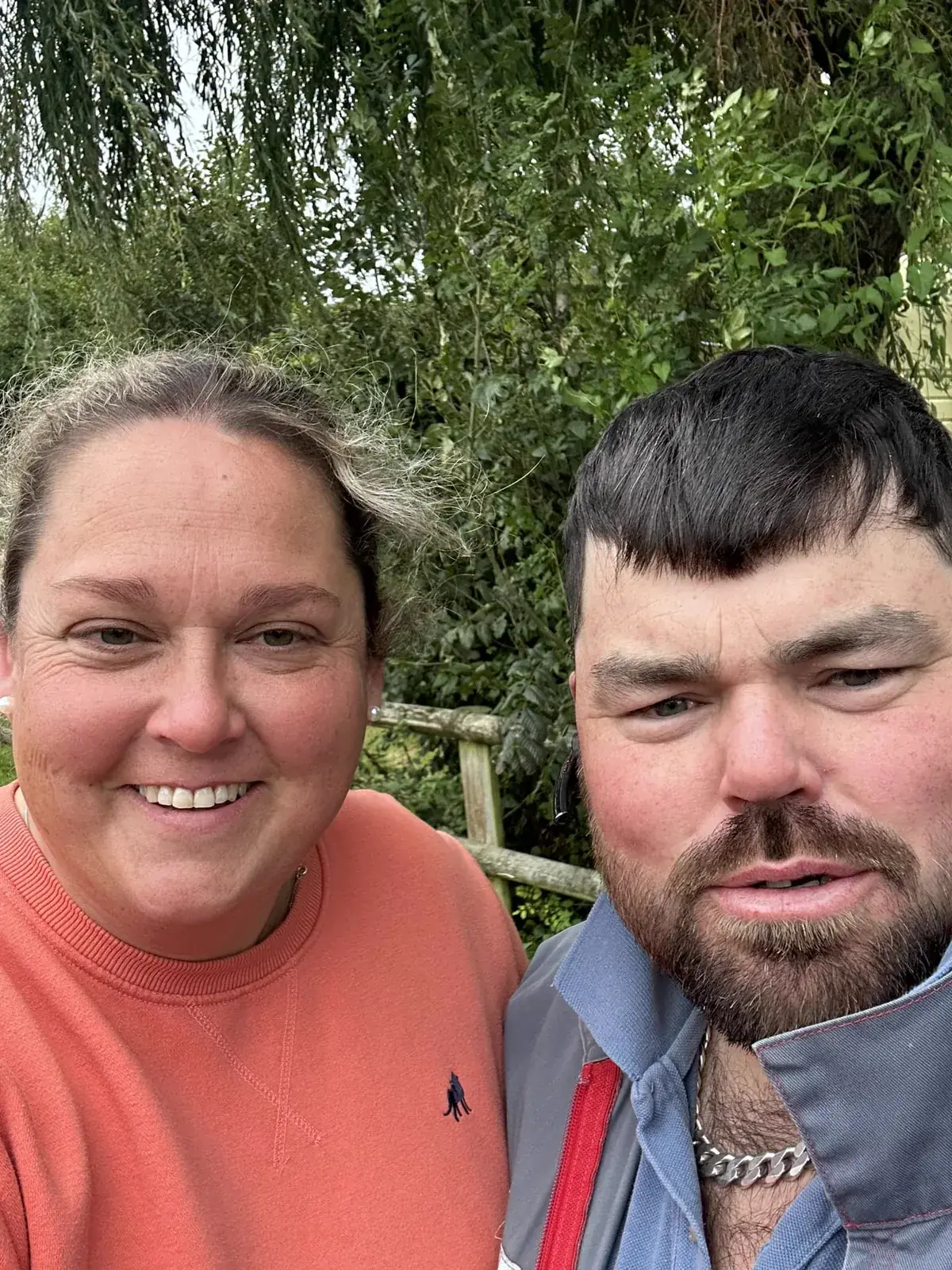 Becky and John Gough, the owners, standing outside on the park